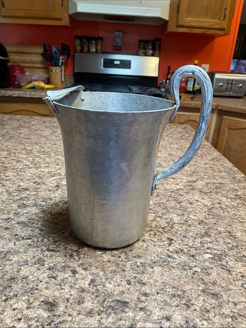 Vintage Ever Last Hand Forged Hammered Aluminum Water Pitcher Great Patina Decor